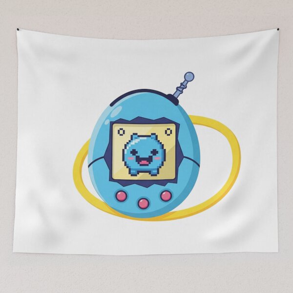 Item preview, Kawaii Retro Virtual Pet - Blue 90s Nostalgia Pixel Art designed and sold by Denim Art Studio.