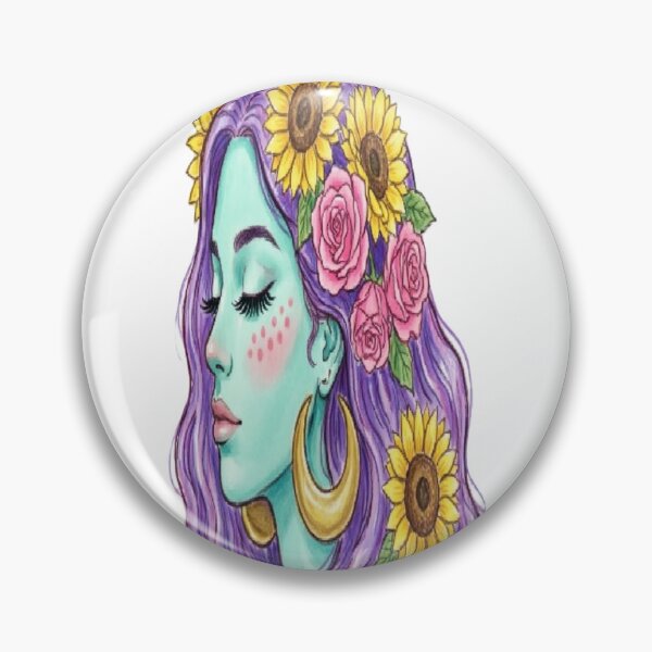 Item preview, Celestial Sunflower Goddess - Boho Purple Hair Fantasy Art designed and sold by Mido-artister.