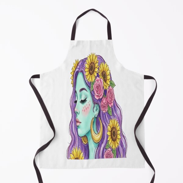 Item preview, Celestial Sunflower Goddess - Boho Purple Hair Fantasy Art designed and sold by Mido-artister.