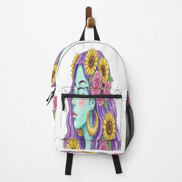 Item preview, Celestial Sunflower Goddess - Boho Purple Hair Fantasy Art designed and sold by Mido-artister.