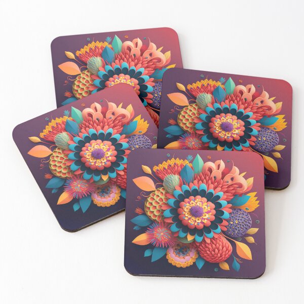Item preview, Round Bouquet in Coral and Plum designed and sold by RAGANADesign.