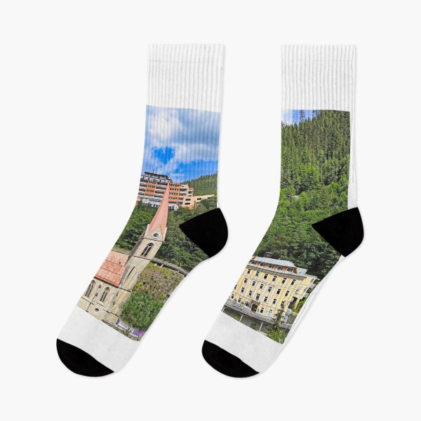 Item preview, Bad Gastein alpine village with St. Preims church and historic architecture, Austria designed and sold by goceris.