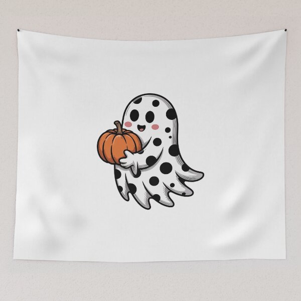 Item preview, Polka Dot Ghost with Pumpkin designed and sold by jkrphoto.