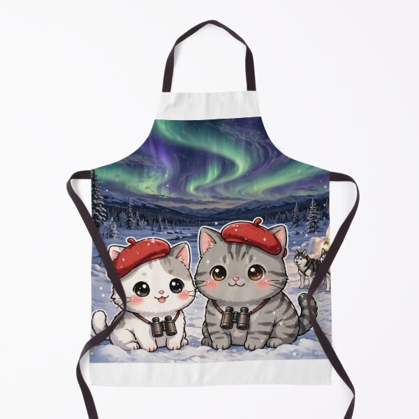 Item preview, Junior and Freda Aurora Alaska - Cute Cats with Northern Lights and Huskies designed and sold by MAISON SYLVIE.