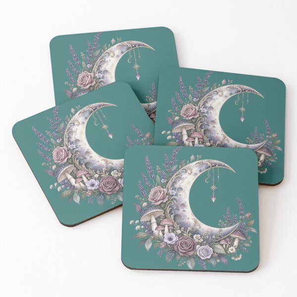 Item preview, Celestial Crescent Moon with Lavender Roses designed and sold by SasmitaStudioCo.