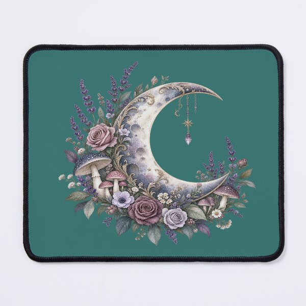 Item preview, Celestial Crescent Moon with Lavender Roses designed and sold by SasmitaStudioCo.