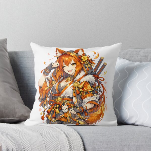 Item preview, Kitsune Samurai Girl With Fox Mask And Katana – Japanese Anime Aesthetic Art LIMITED EDITION designed and sold by Geraldo Gonzalez.