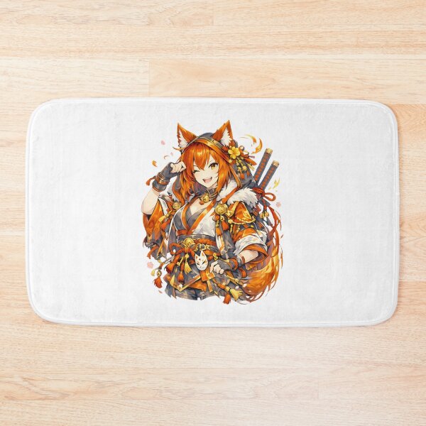 Item preview, Kitsune Samurai Girl With Fox Mask And Katana – Japanese Anime Aesthetic Art LIMITED EDITION designed and sold by Geraldo Gonzalez.