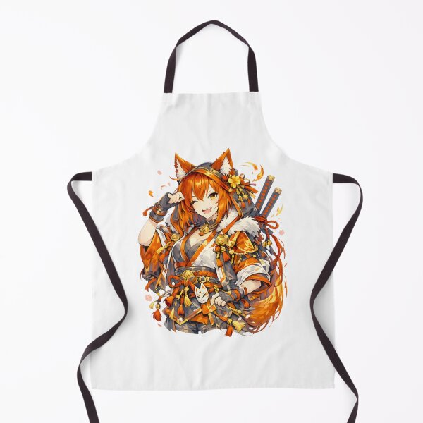 Item preview, Kitsune Samurai Girl With Fox Mask And Katana – Japanese Anime Aesthetic Art LIMITED EDITION designed and sold by Geraldo Gonzalez.