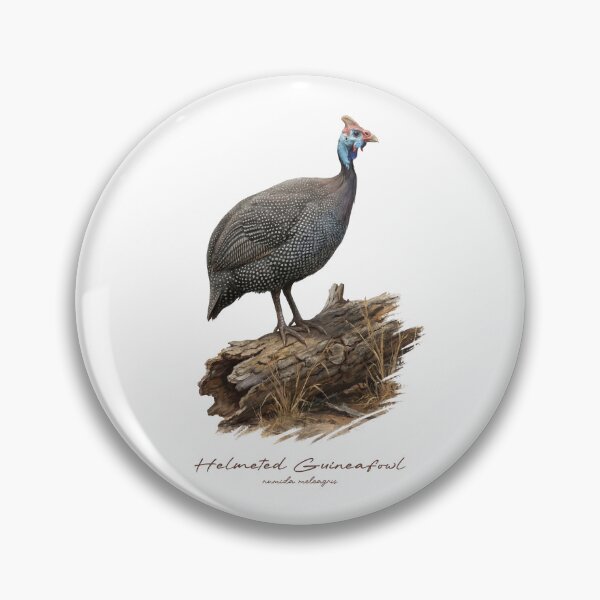 Item preview, Helmeted Guineafowl on Dried Wooden Log Bird Illustration designed and sold by Takeda-art.