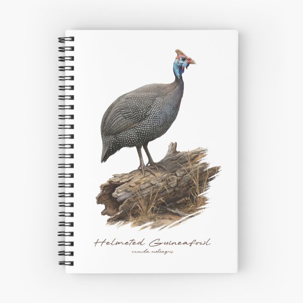 Item preview, Helmeted Guineafowl on Dried Wooden Log Bird Illustration designed and sold by Takeda-art.