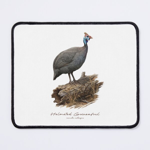 Item preview, Helmeted Guineafowl on Dried Wooden Log Bird Illustration designed and sold by Takeda-art.