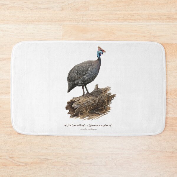 Item preview, Helmeted Guineafowl on Dried Wooden Log Bird Illustration designed and sold by Takeda-art.