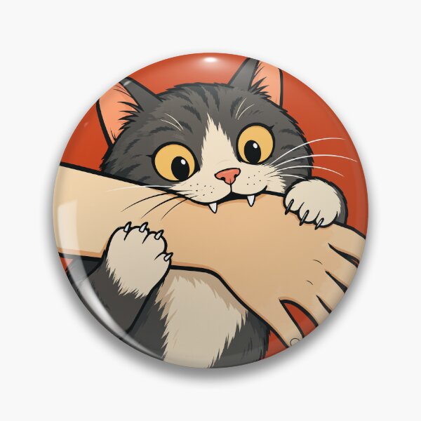 Item preview, Retro Vintage Cat Biting Hand Funny Love Bite Tuxedo Kitten Graphic designed and sold by The Upside Down.