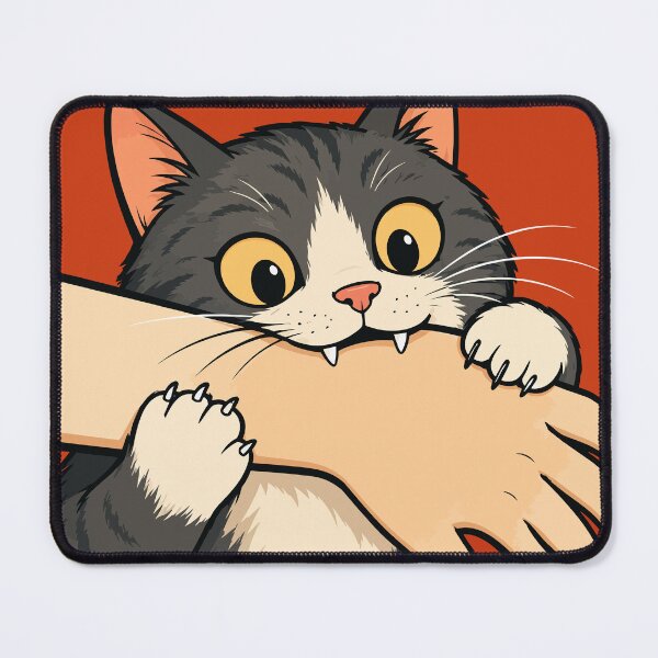 Item preview, Retro Vintage Cat Biting Hand Funny Love Bite Tuxedo Kitten Graphic designed and sold by The Upside Down.