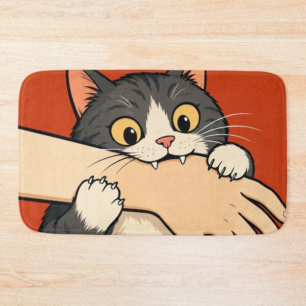 Item preview, Retro Vintage Cat Biting Hand Funny Love Bite Tuxedo Kitten Graphic designed and sold by The Upside Down.