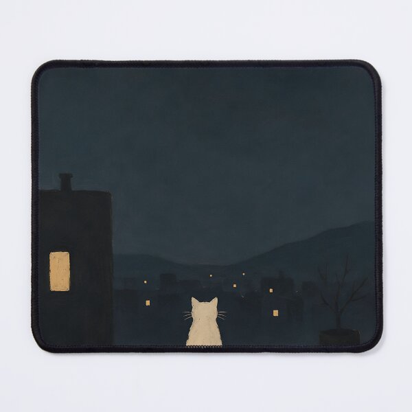 Item preview, White Cat Rooftop Full Moon View designed and sold by Jaideep Walia.