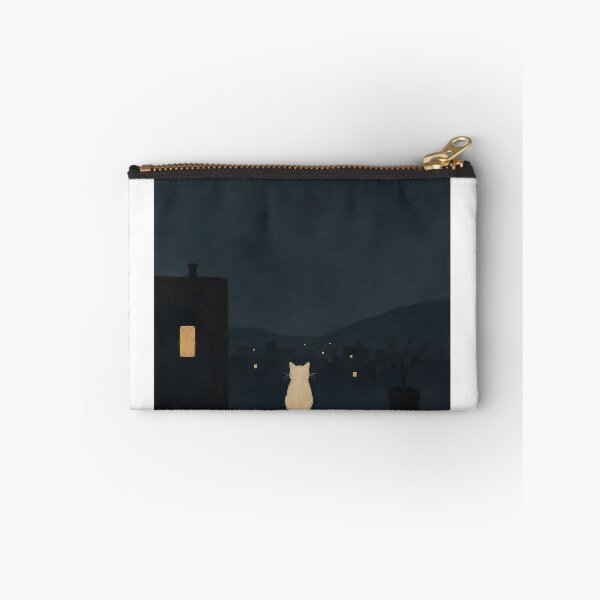Item preview, White Cat Rooftop Full Moon View designed and sold by Jaideep Walia.