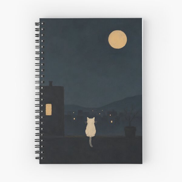 Item preview, White Cat Rooftop Full Moon View designed and sold by Jaideep Walia.