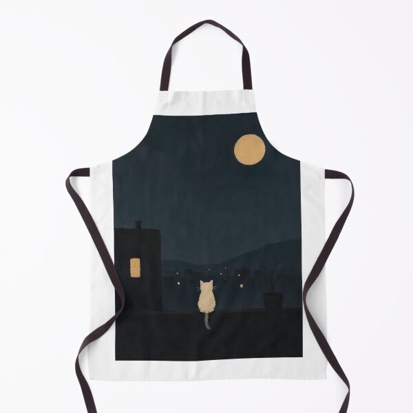 Item preview, White Cat Rooftop Full Moon View designed and sold by Jaideep Walia.