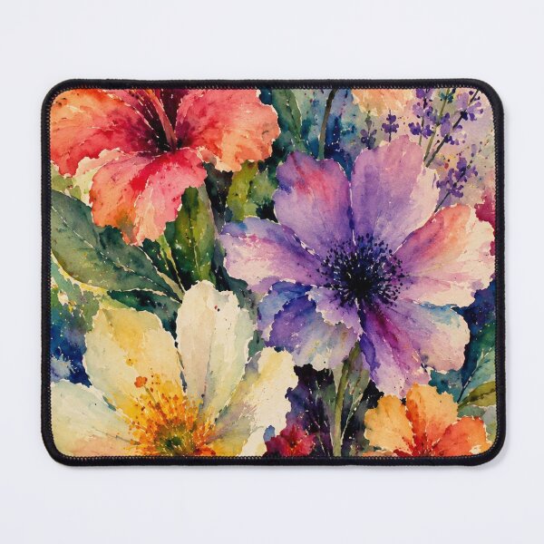 Item preview, Vibrant Watercolor Floral Bouquet - Colorful Hibiscus and Wildflowers designed and sold by JL Studio - Cozy Arts.