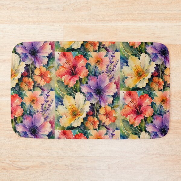 Item preview, Vibrant Watercolor Floral Bouquet - Colorful Hibiscus and Wildflowers designed and sold by JL Studio - Cozy Arts.