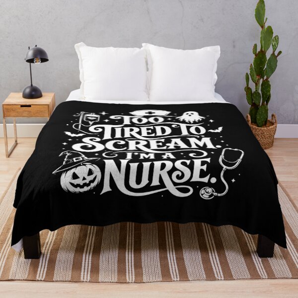 Item preview, NURSE HALLOWEEN too tired to scream. i’m a nurse. designed and sold by YNELENT.