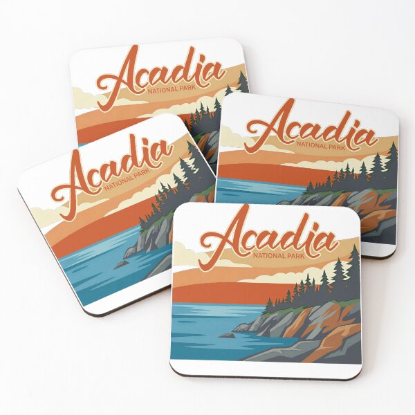 Item preview, Acadia National Park Vintage Retro Coastal Maine Sunset Badge designed and sold by CityMerch4.
