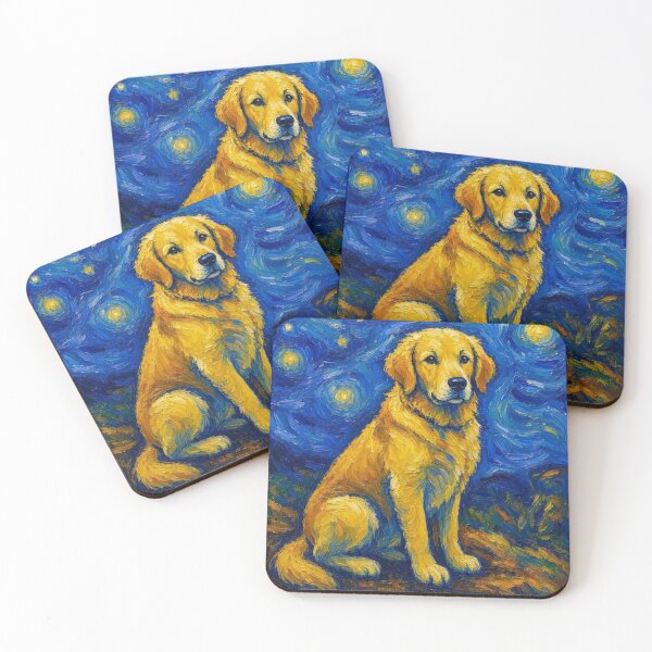 Item preview, Golden Retriever Van Gogh designed and sold by peppa black.
