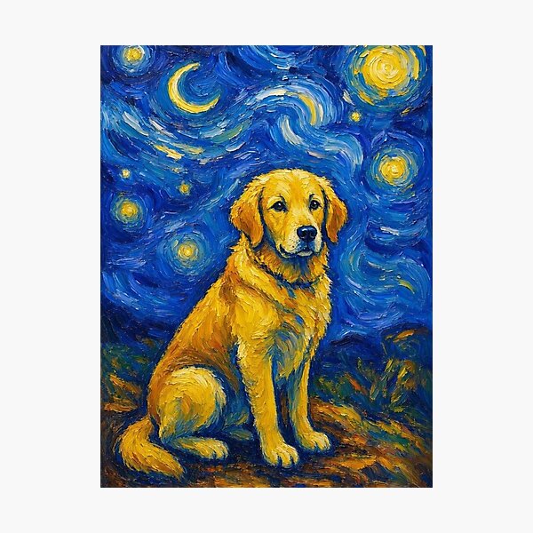 Item preview, Golden Retriever Van Gogh designed and sold by peppa black.