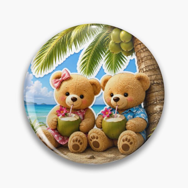 Item preview, cute teddy couple having coconut water designed and sold by PureArtBeauty.