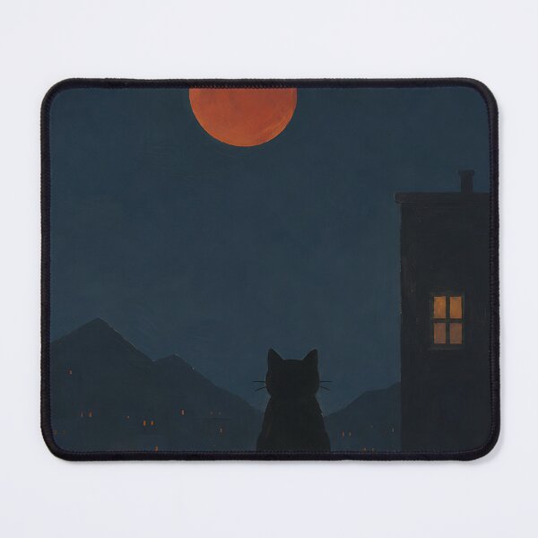 Item preview, Black Cat Blood Moon Night Cityscape designed and sold by Jaideep Walia.