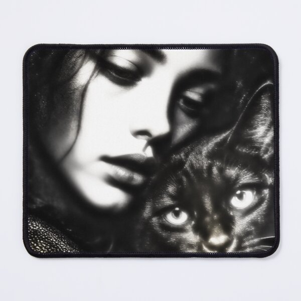 Item preview, Gothic Woman and Black Cat Pointillism designed and sold by Mental Surreal .