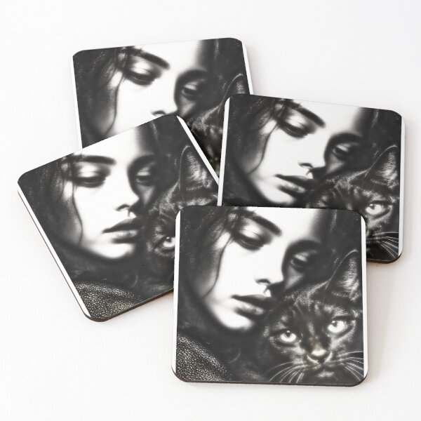Item preview, Gothic Woman and Black Cat Pointillism  designed and sold by Mental Surreal .