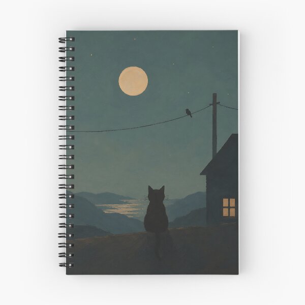 Item preview, Cat Watching Night Valley and Full Moon designed and sold by Jaideep Walia.
