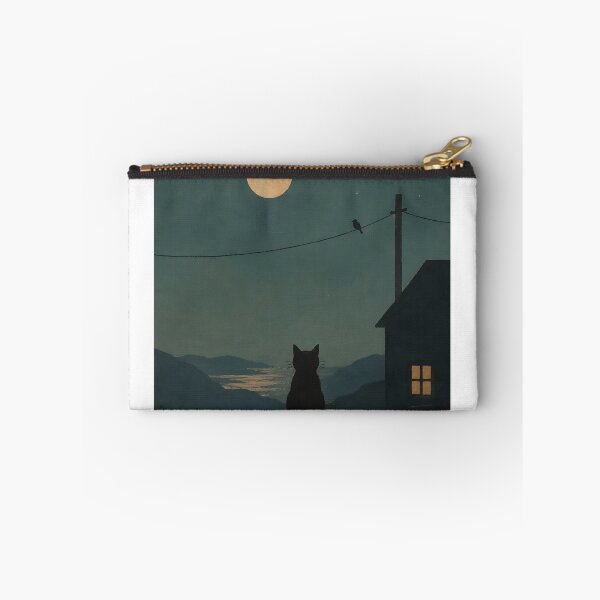 Item preview, Cat Watching Night Valley and Full Moon designed and sold by Jaideep Walia.
