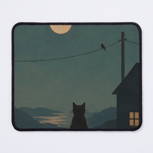 Item preview, Cat Watching Night Valley and Full Moon designed and sold by Jaideep Walia.