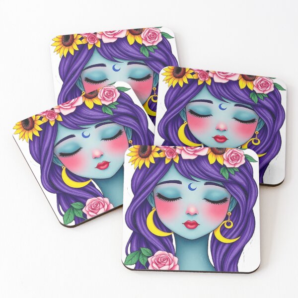 Item preview, Celestial Moon Goddess - Mystical Floral Crown Portrait designed and sold by Mido-artister.