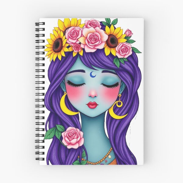 Item preview, Celestial Moon Goddess - Mystical Floral Crown Portrait designed and sold by Mido-artister.