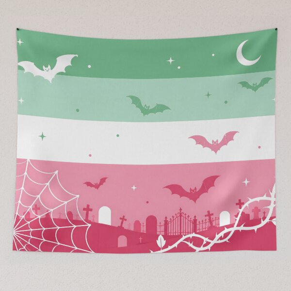 Item preview, Spooky Abrosexual Pride Flag Halloween Graveyard Bats Aesthetic designed and sold by Travelslightly.