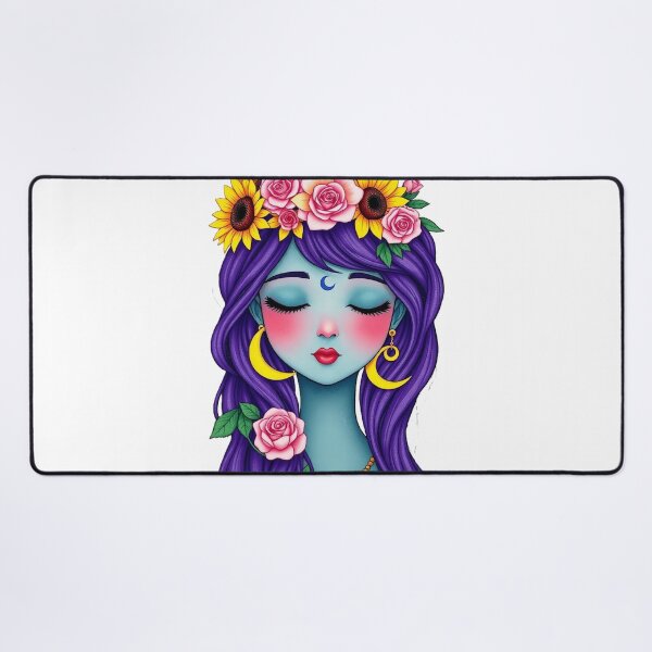 Item preview, Celestial Moon Goddess - Mystical Floral Crown Portrait designed and sold by Mido-artister.