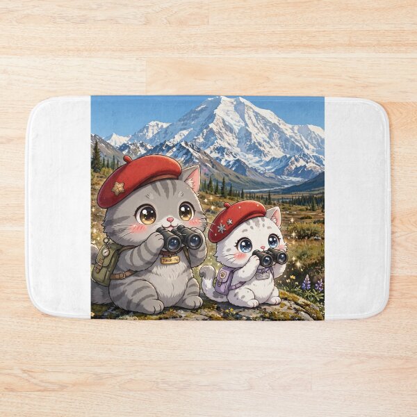 Item preview, Junior and Freda at Mount Denali Alaska - Explorer Cats Hiking  designed and sold by MAISON SYLVIE.