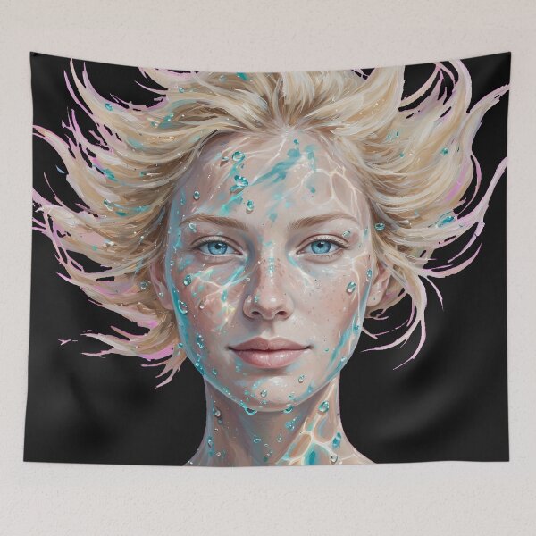 Item preview, Nordic Water Nymph - Blonde Aqua Beauty Portrait designed and sold by Surviving Monday Club.
