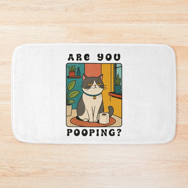 Item preview, Are You Pooping Funny Grumpy Cat Bathroom Sign Retro Graphic designed and sold by The Upside Down.