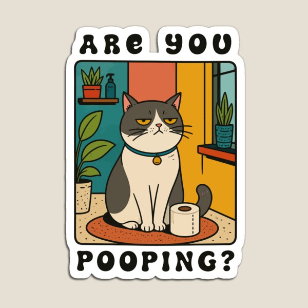 Item preview, Are You Pooping Funny Grumpy Cat Bathroom Sign Retro Graphic designed and sold by The Upside Down.