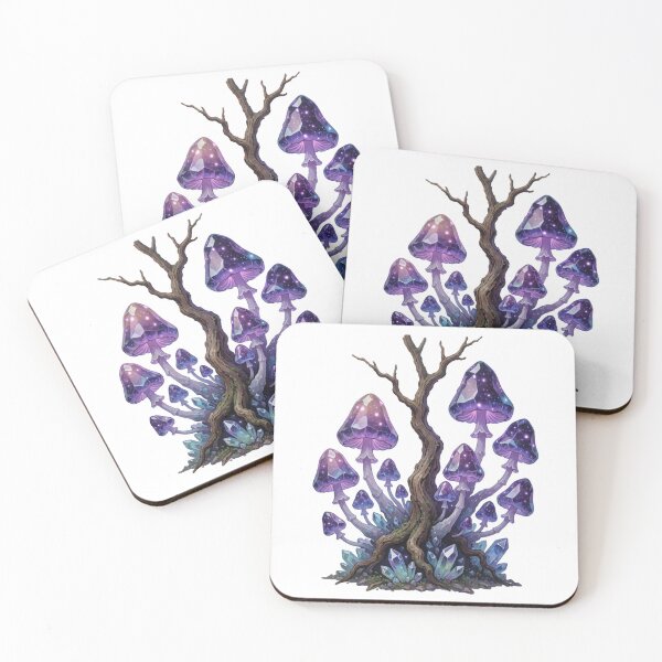 Item preview, Purple Enchanted Mushrooms – Dark Fairycore Forest Sticker designed and sold by AillustriaAK.