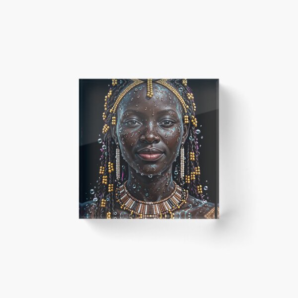 Item preview, African Water Goddess - Tribal Beaded Beauty Portrait designed and sold by Surviving Monday Club.