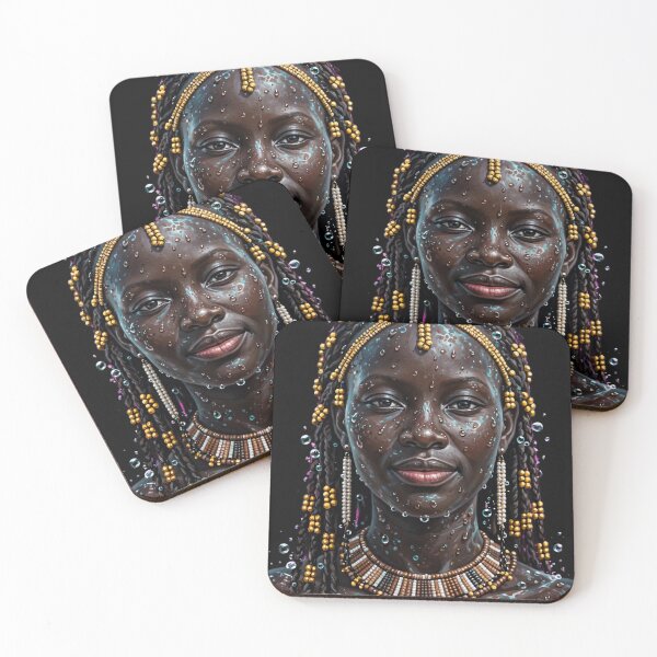 Item preview, African Water Goddess - Tribal Beaded Beauty Portrait designed and sold by Surviving Monday Club.