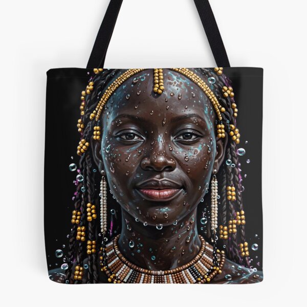 Item preview, African Water Goddess - Tribal Beaded Beauty Portrait designed and sold by Surviving Monday Club.