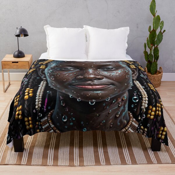 Item preview, African Water Goddess - Tribal Beaded Beauty Portrait designed and sold by Surviving Monday Club.